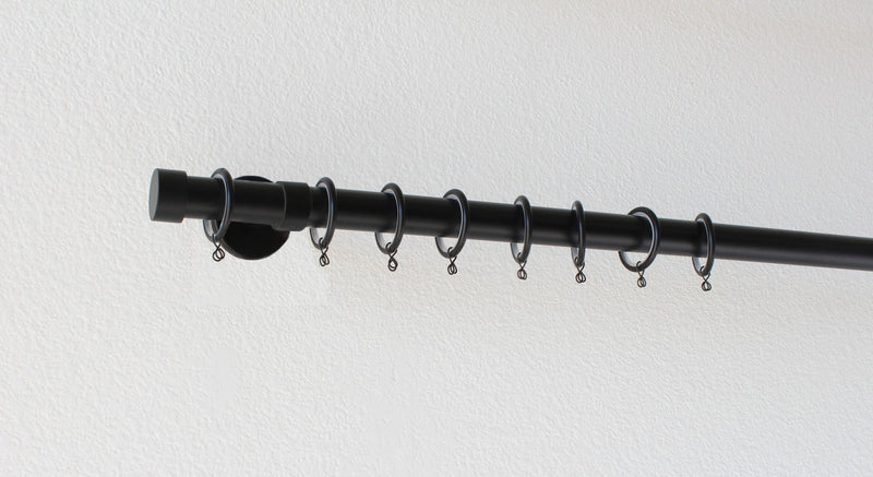Iron 1 3/8 Inch Round Drapery Rod Set - Includes Curtain Rod, Enclosed Brackets, Rings, and End Caps