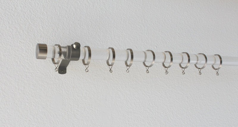 Acrylic 1 1/8 Inch Round Drapery Rod Set - Includes Curtain Rod, Adjustable Brackets, Flat Rings, and End Caps