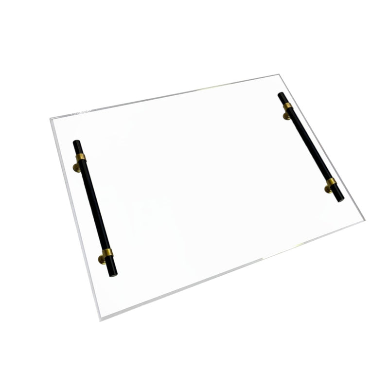 Double Pane Acrylic Serving Tray with Collage/Wallpaper Display - Multiple Handle Options - Fabrics and Drapes