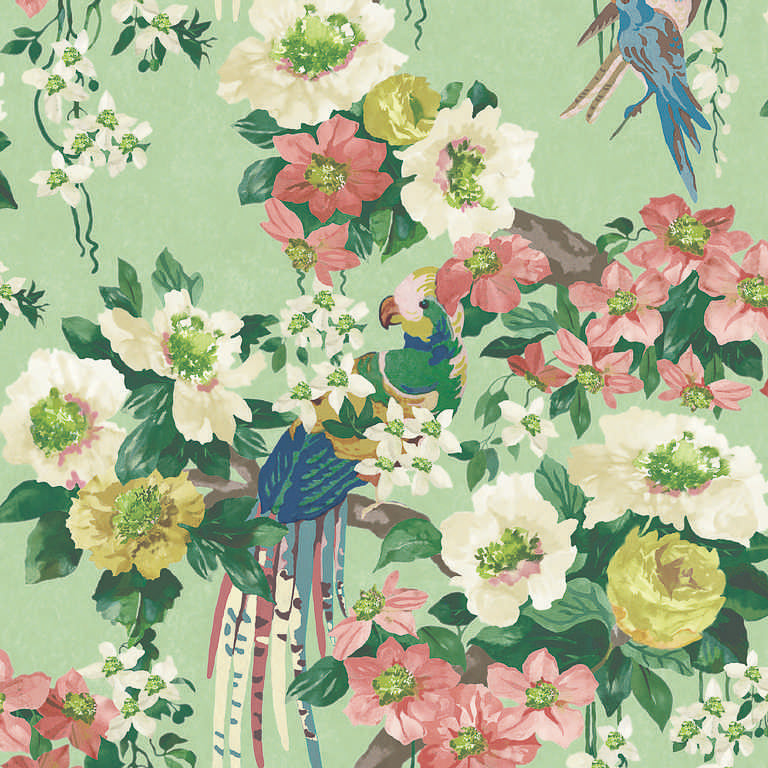 Maxwell - FLORAL SERENADE (WP) - VERDE - Wallcovering by the 11 Yard Roll