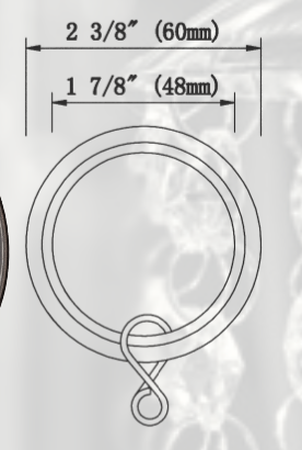 1.5 Inch Iron Round Drapery Rod Set - Includes Curtain Rod, Long Fully Enclosed Brackets, Rings, and End caps