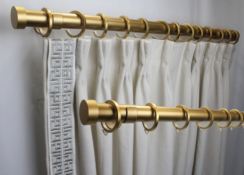 1.5 Inch Iron Round Drapery Rod Set - Includes Curtain Rod, Bypass Brackets, Bypass Rings, and End caps