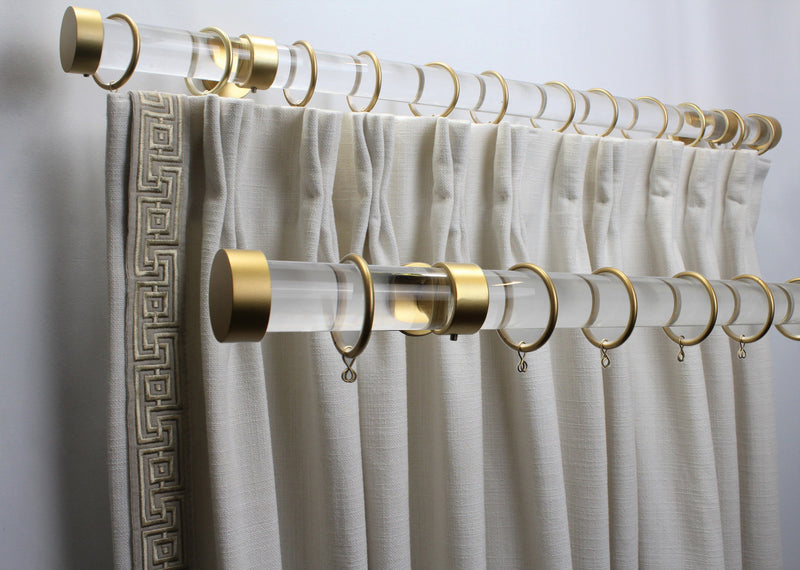 1.5 Inch Acrylic Lucite Round Drapery Rod Set-Includes Curtain Rod, Short Enclosed/Ceiling Mount Bracket, Rings, End Caps