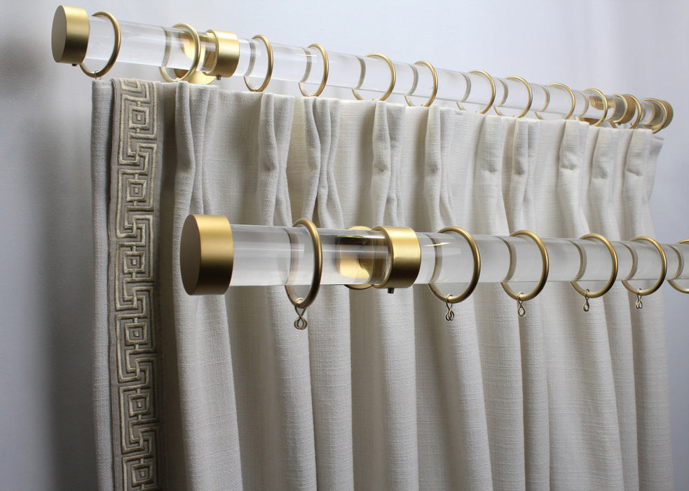 1.5 Inch Acrylic Lucite Round Drapery Rod Set-Includes Curtain Rod, Short Enclosed/Ceiling Mount Bracket, Rings, End Caps-Free Shipping