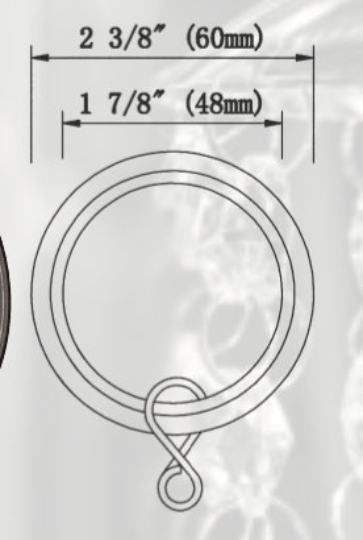 1.5 Inch Diameter -Long Enclosed Curtain Hardware 15 Piece Set - Use With Clear Acrylic or Iron Rod- Gold, Silver, Black, or Bronze Finish