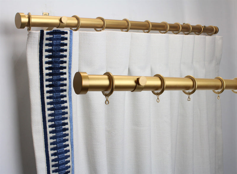 Iron 1 Inch Round Drapery Rod Set - With Custom Cut Curtain Rod, Adjustable Projection Brackets, Rings, and End Caps