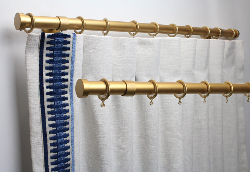 1 Inch Iron Round Drapery Rod Set - Includes Curtain Rod, Short Enclosed/Ceiling Mount Brackets, Rings, and End Caps