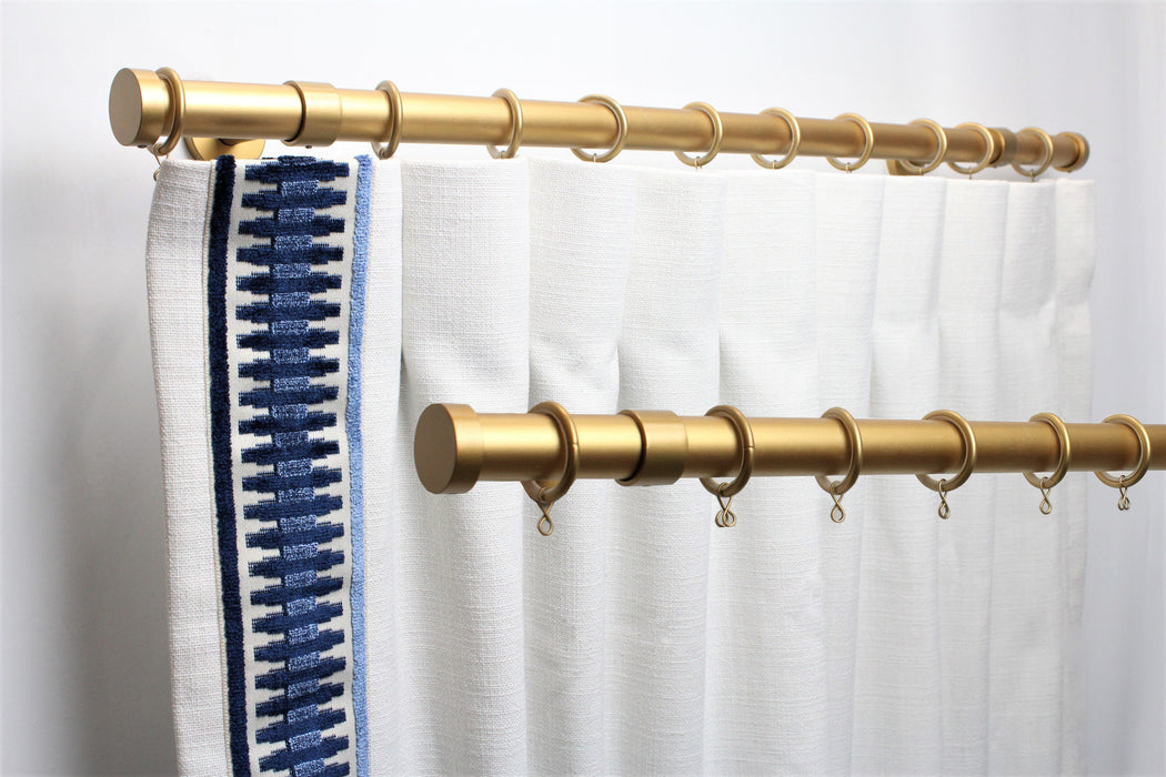 1 Inch Iron Round Drapery Rod Set- Includes Curtain Rod, Long Enclosed Brackets, Rings, and End Caps - Free Shipping