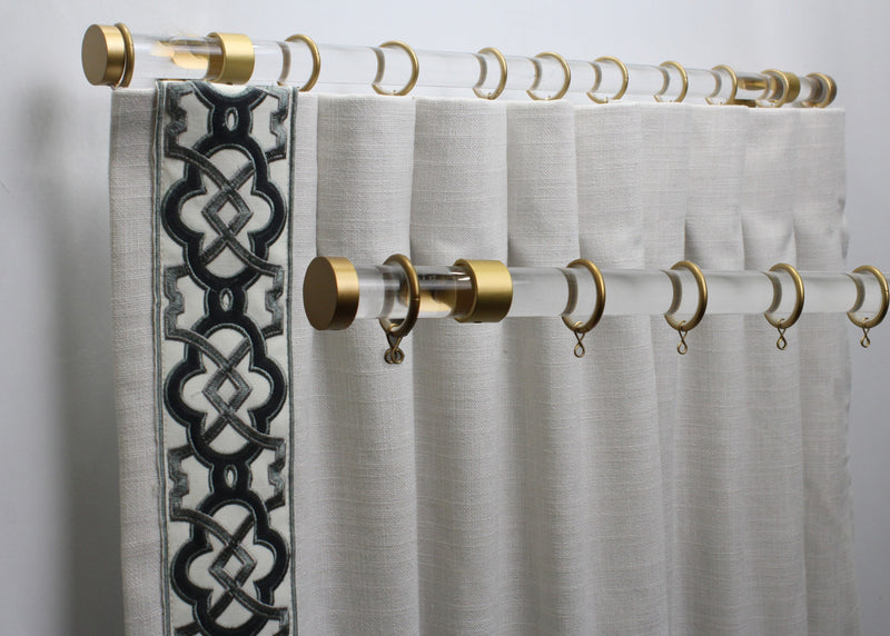 1 Inch Acrylic Lucite Round Drapery Rod Set-Includes Curtain Rod, Short Enclosed/Ceiling Mount Brackets, Rings, End Caps