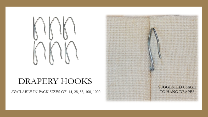 Heavy-Duty Offset Pin-On Drapery Hooks - Stainless Steel Nickel Curtain Pins - Available in 14, 28, 58, 100 and 1,000 Units