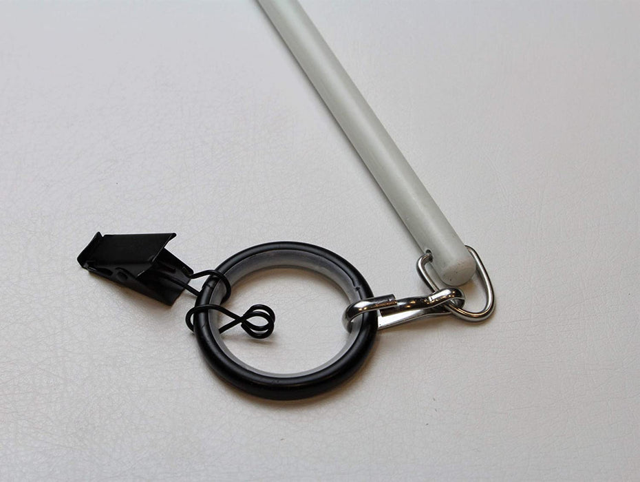 White Fiberglass Universal Grommet Drapery Rod- Black Grommet