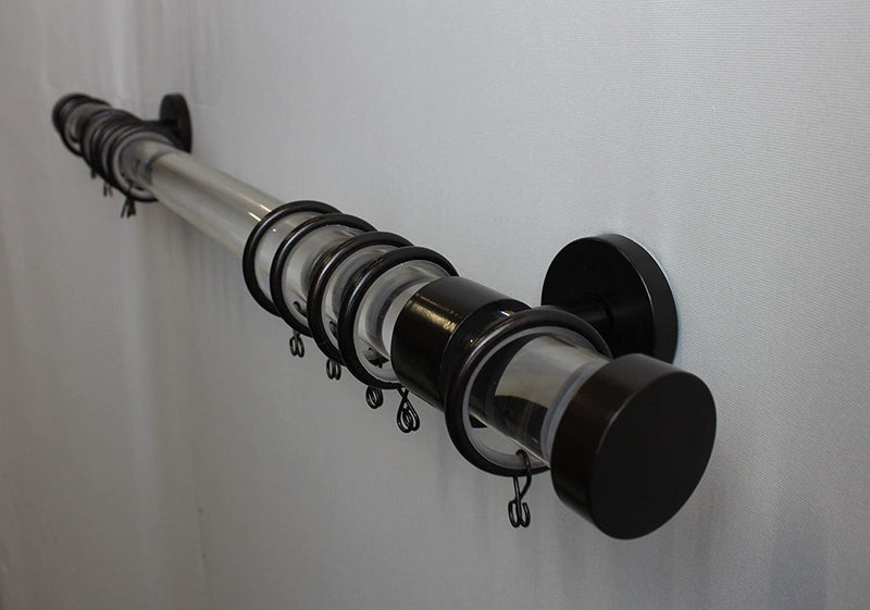 1 Inch Acrylic Lucite Round Drapery Rod Set-Includes Curtain Rod, Short Enclosed/Ceiling Mount Brackets, Rings, End Caps