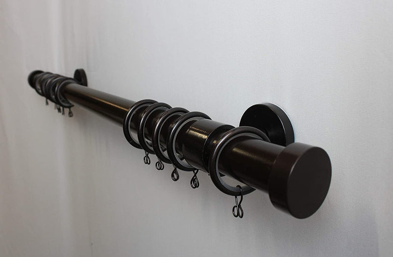 1 Inch Iron Round Drapery Rod Set - Includes Curtain Rod, Short Enclosed/Ceiling Mount Brackets, Rings, and End Caps