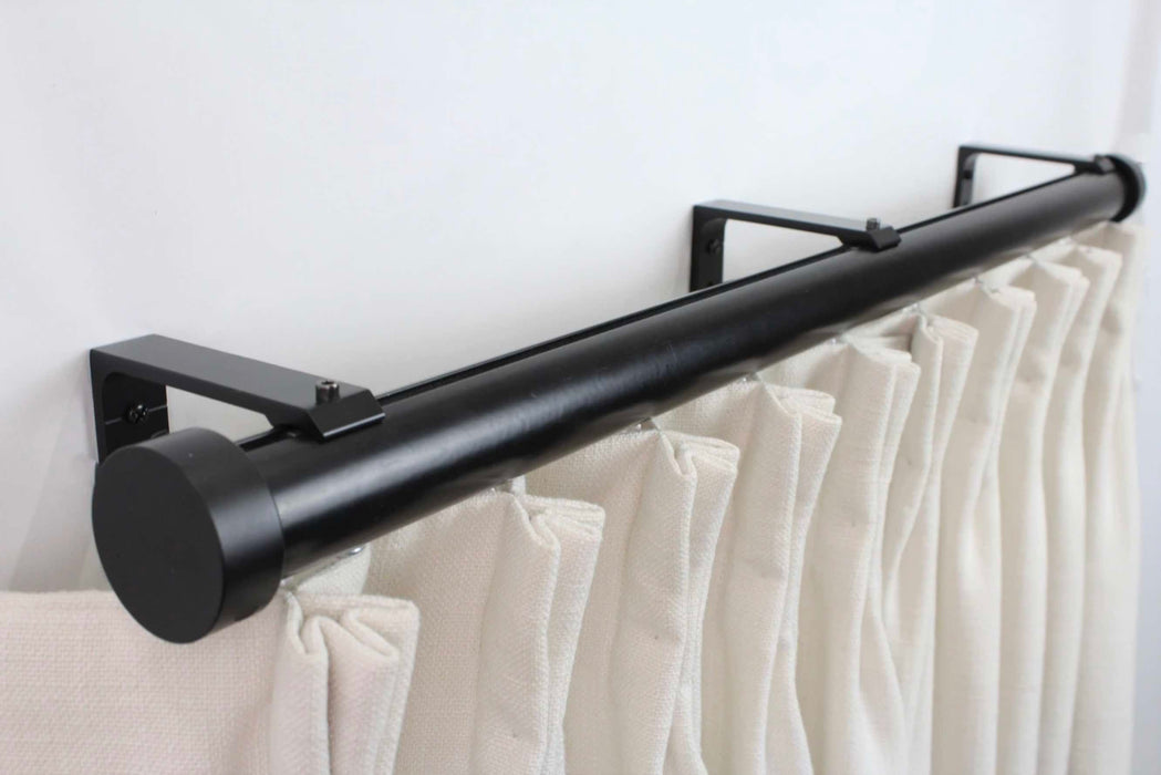 1.5 Inch Traversing Channel Track Round Drapery Rod Set - Includes Curtain Rod, Channel Brackets, Glides, and End Caps