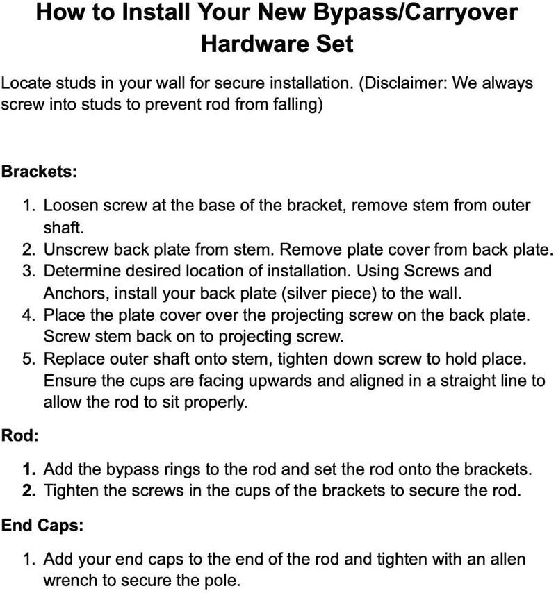 1 Inch Acrylic Lucite Round Drapery Rod Set - Includes Curtain Rod, Bypass Brackets, Bypass Rings, and End Caps