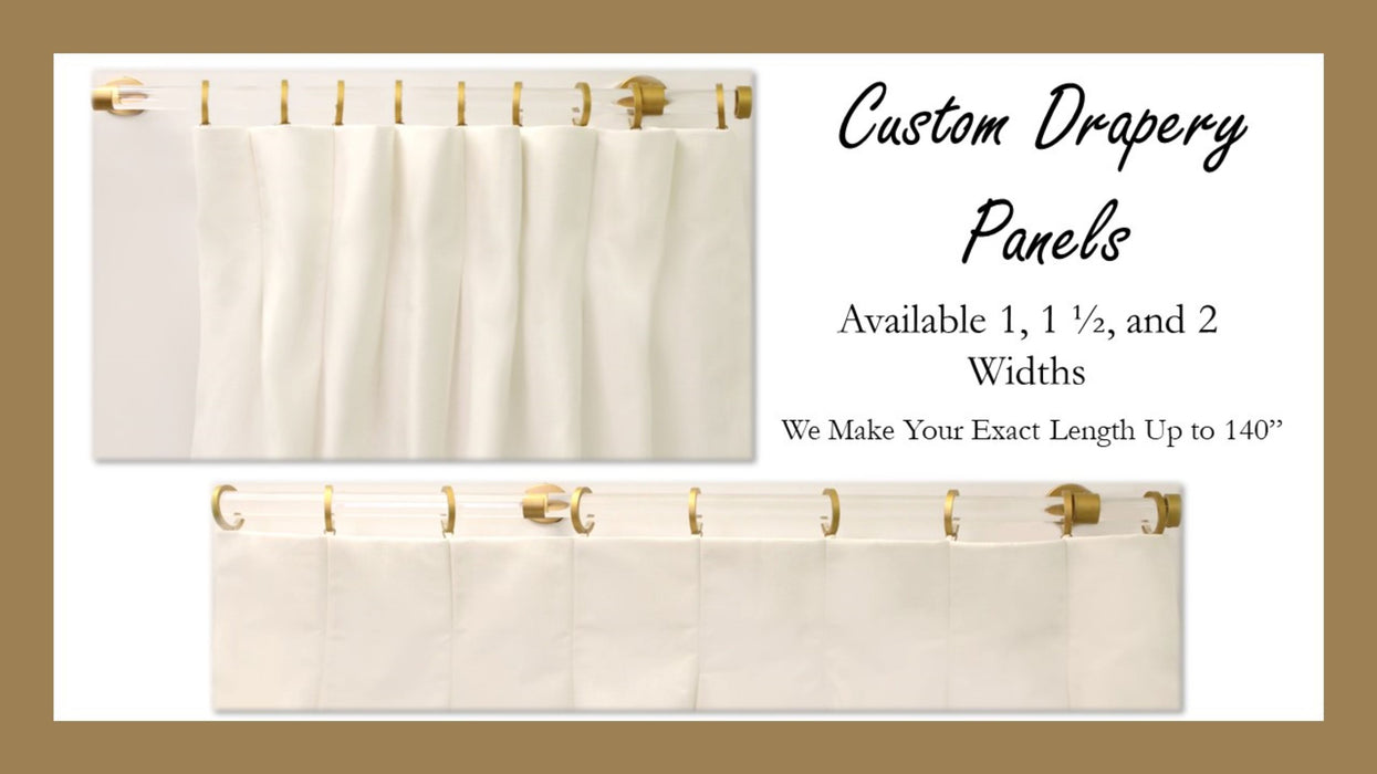 Inverted Pleat - Custom Linen Drapery Panel with Cotton Lining - 1, 1 1/2, and 2 Widths - 6 Lengths , 9 Colors - Free Samples