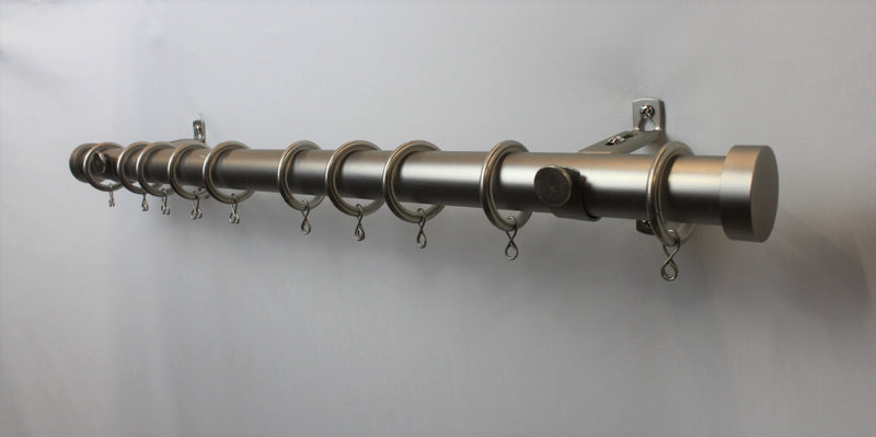 Iron 1 Inch Round Drapery Rod Set - With Custom Cut Curtain Rod, Adjustable Projection Brackets, Rings, and End Caps