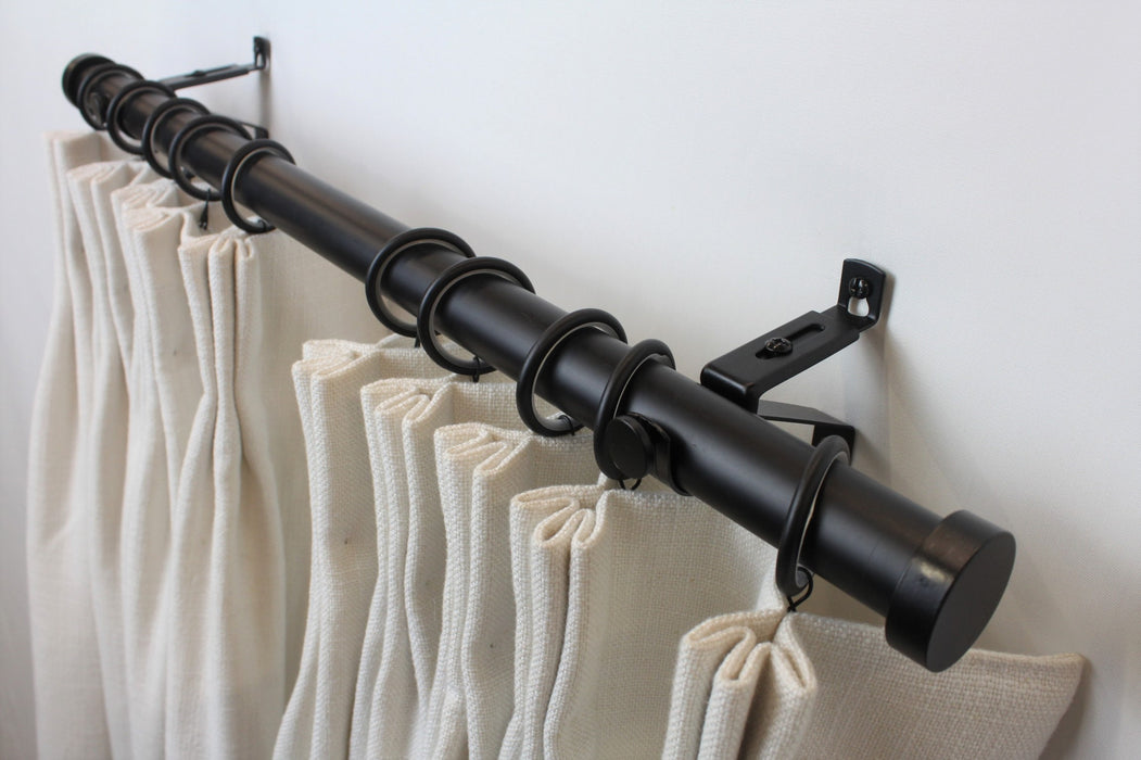 1 Inch Iron Round Drapery Rod Set- Includes Curtain Rod, Adjustable Brackets, Rings, and End Caps