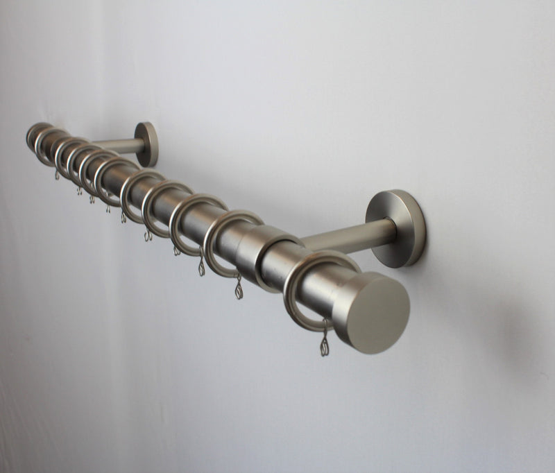 1 Inch Iron Round Drapery Rod Set- Includes Curtain Rod, Long Enclosed Brackets, Rings, and End Caps