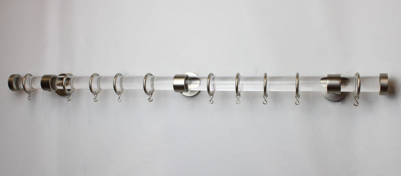 1 Inch Acrylic Lucite Round Drapery Rod Set-Includes Curtain Rod, Short Enclosed/Ceiling Mount Brackets, Rings, End Caps