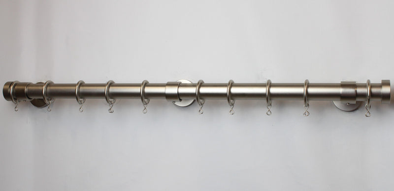 1 Inch Iron Round Drapery Rod Set - Includes Curtain Rod, Short Enclosed/Ceiling Mount Brackets, Rings, and End Caps