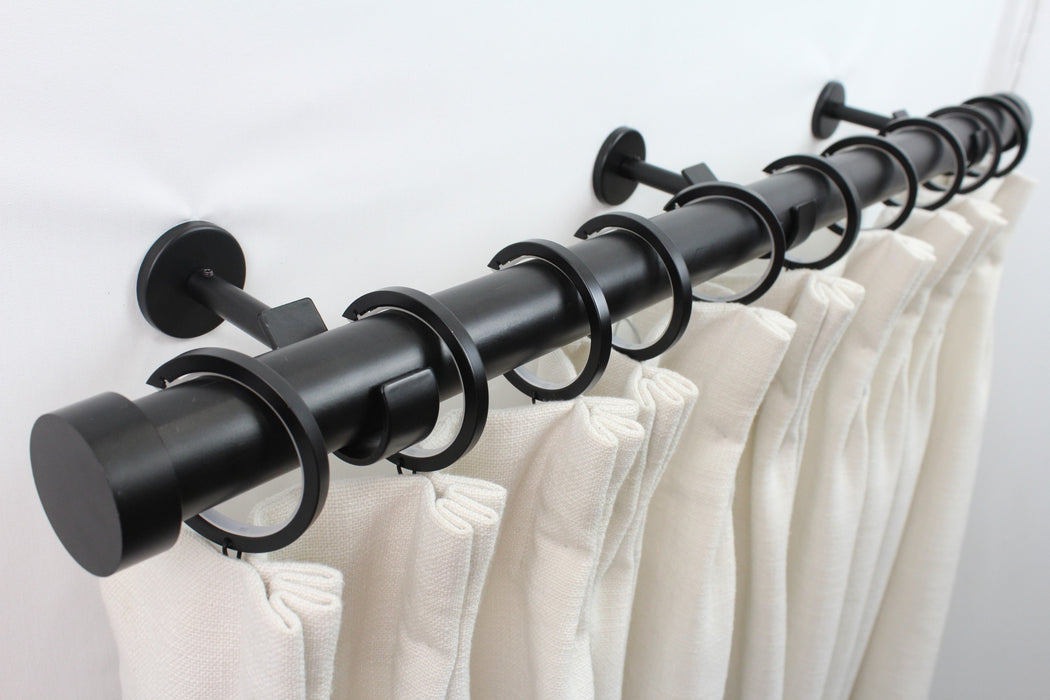 1.5 Inch Iron Round Drapery Rod Set - Includes Curtain Rod, Bypass Bra ...