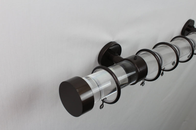 1.5 Inch Acrylic Lucite Round Drapery Rod Set-Includes Curtain Rod, Short Enclosed/Ceiling Mount Bracket, Rings, End Caps