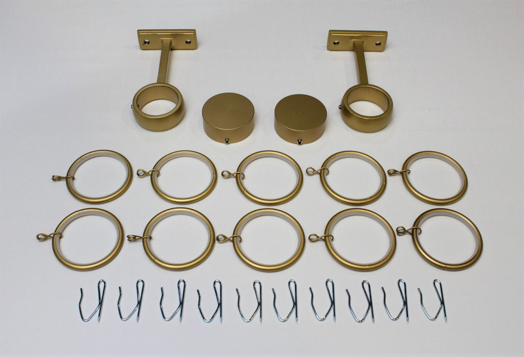 1.5 Inch Diameter- Long Enclosed Curtain Hardware 14 Piece Set - Use With Clear Acrylic or Iron Rod- Gold, Silver, Black, or Bronze Finish