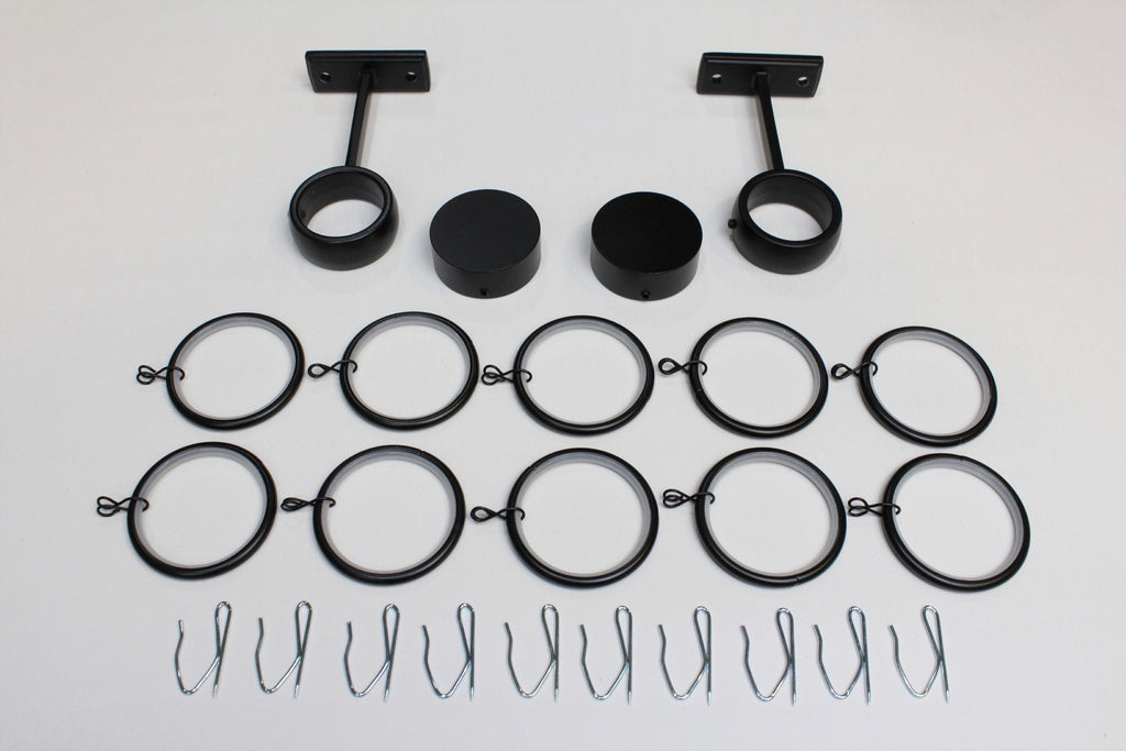 1.5 Inch Diameter- Long Enclosed Curtain Hardware 14 Piece Set - Use With Clear Acrylic or Iron Rod- Gold, Silver, Black, or Bronze Finish
