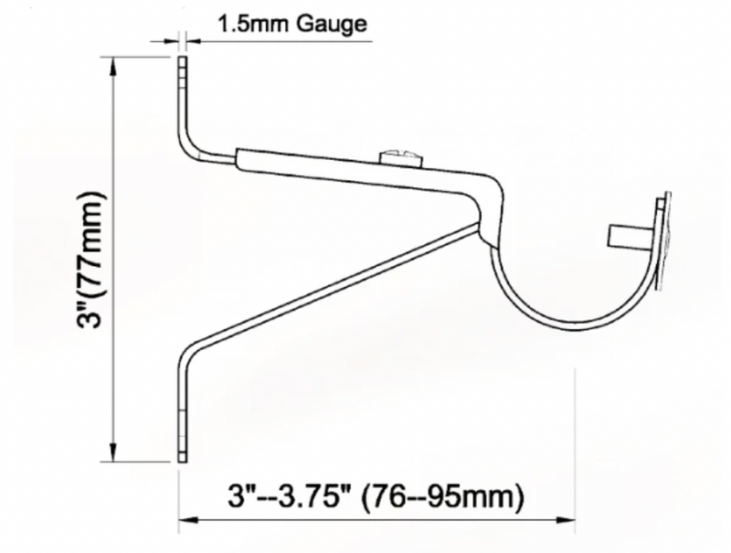 1 Inch - Adjustable Bracket - Available in Gold, Silver, Bronze and Black Finish - IF&D Fabrics and Drapes