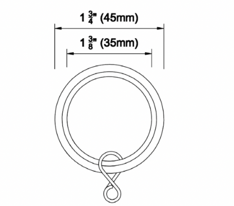 1 Inch - Drapery Rings with Eyelet and Plastic Insert - Available in Gold, Silver, Bronze, and Black Finish