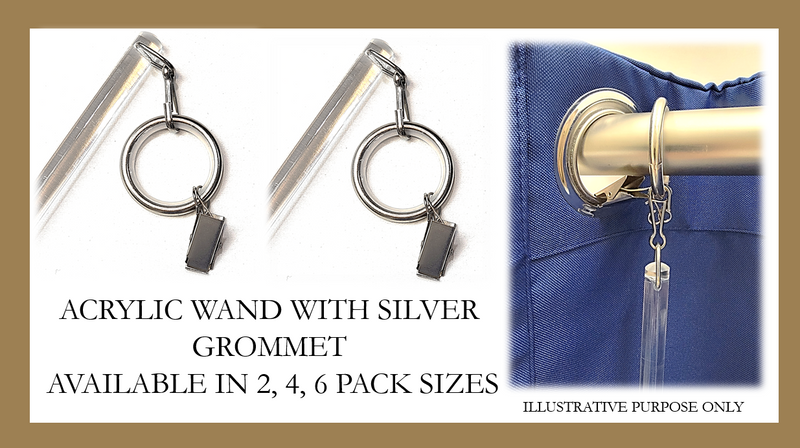 Clear Acrylic Grommet Drapery Wand- Silver Grommet