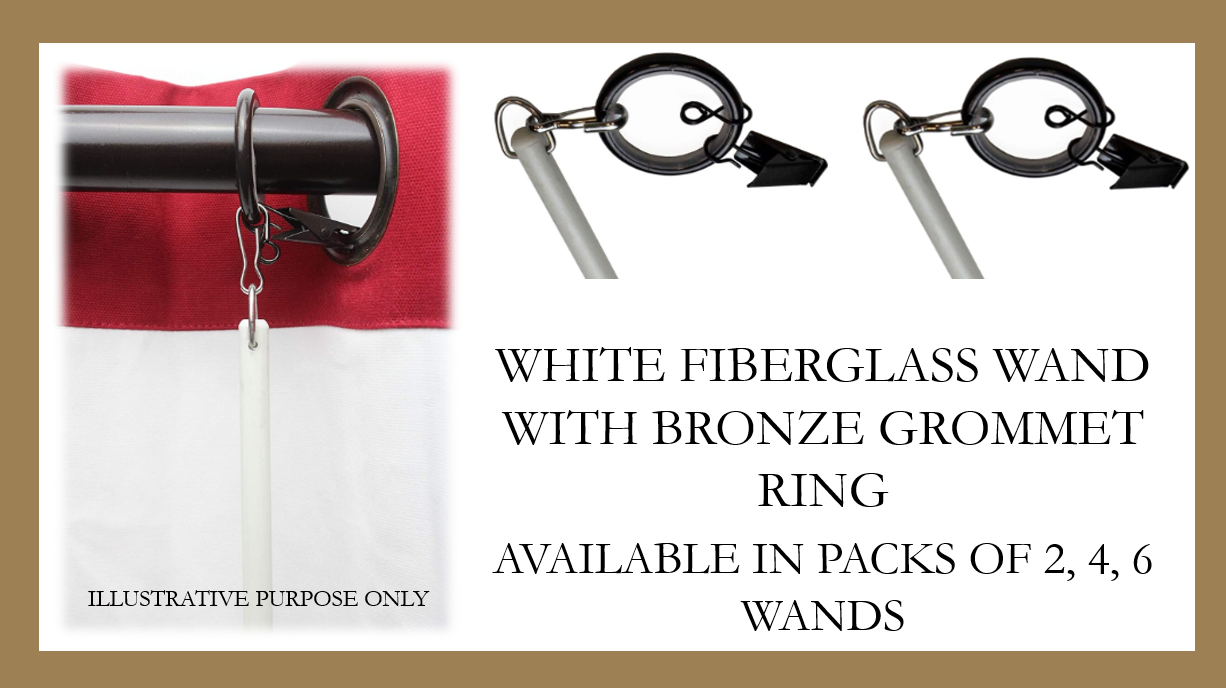 White Fiberglass Universal Grommet Drapery Rod- Bronze Grommet