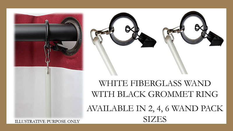 White Fiberglass Universal Grommet Drapery Rod- Black Grommet