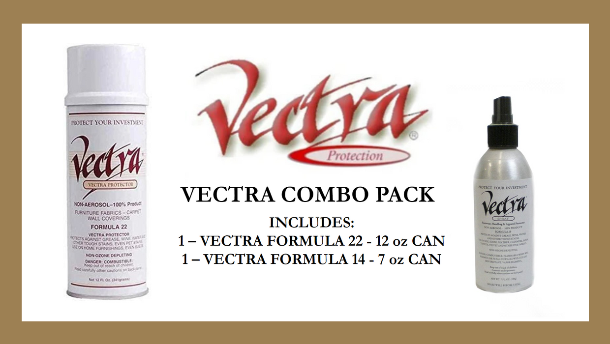 Vectra Combo Pack- 12 Oz Vectra Furniture, Carpet, Fabric Protector Spray Can And 7 Oz Vectra Footwear, Handbag, Apparel Protector Spray