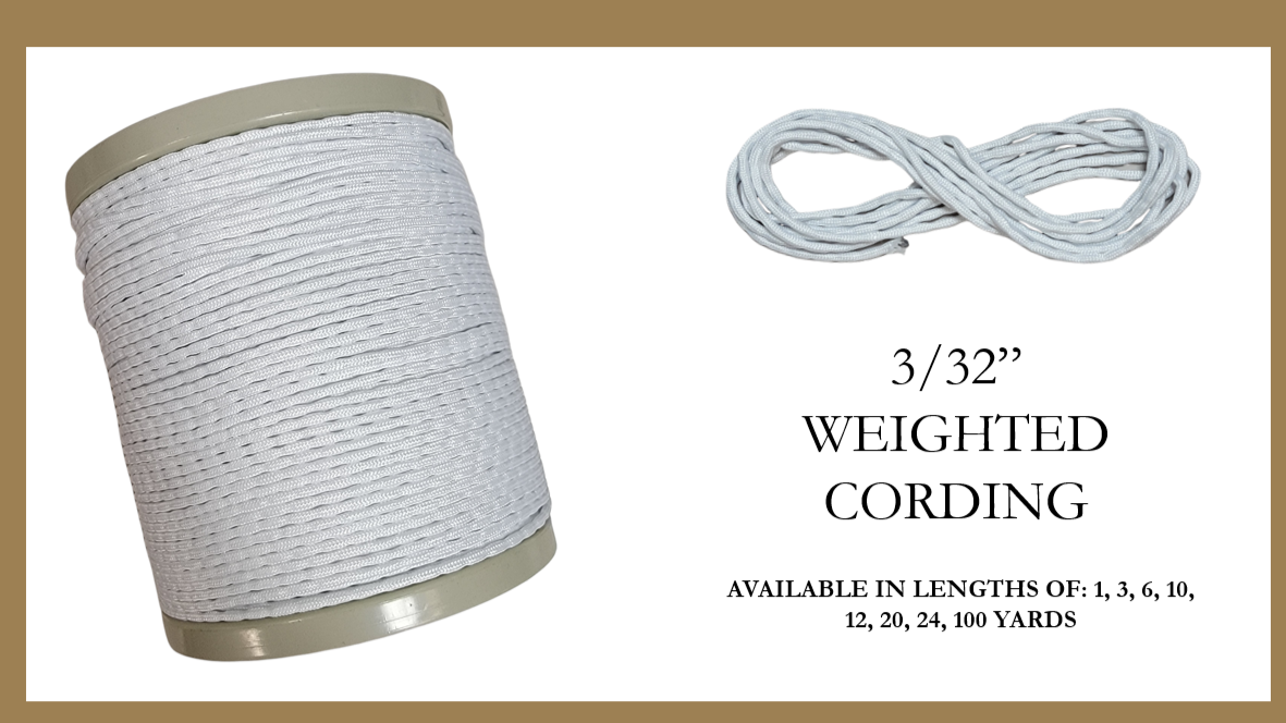 3/32" Sausage Bead Weight - Available in Lengths of 1, 3, 6, 10, 12, 24, 100 Yards