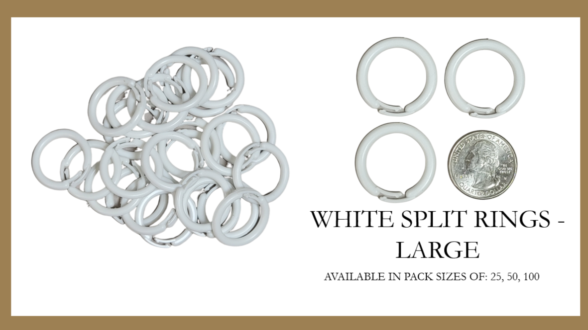 White Plastic Split Rings - Large - Available in Pack Sizes of 25, 50, 100 Rings