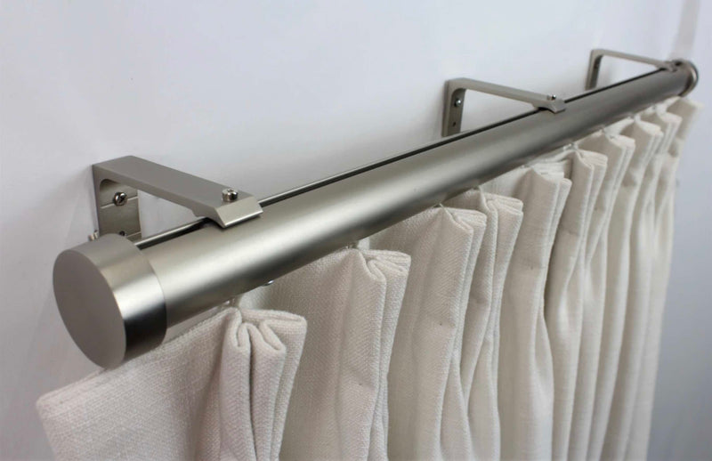 1.5 Inch Traversing Channel Track Round Drapery Rod Set - Includes Curtain Rod, Channel Brackets, Glides, and End Caps