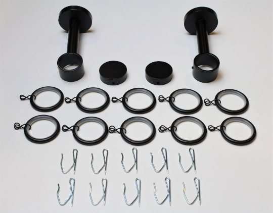 1 Inch Diameter - Long Enclosed Curtain Hardware 14 Piece Set - Use With Clear Acrylic or Iron Rod- Gold, Silver, Black, or Bronze Finish