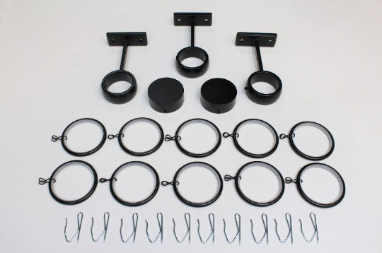 1.5 Inch Diameter -Long Enclosed Curtain Hardware 15 Piece Set - Use With Clear Acrylic or Iron Rod- Gold, Silver, Black, or Bronze Finish