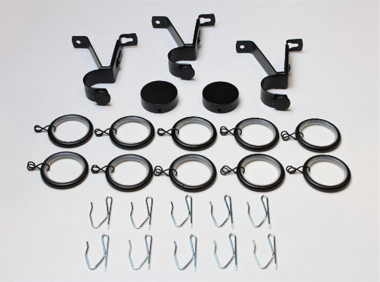 1 Inch Diameter - Adjustable Curtain Hardware 15 Piece Set - Use With Clear Acrylic or Iron Rod- Gold, Silver, Black, or Bronze Finish