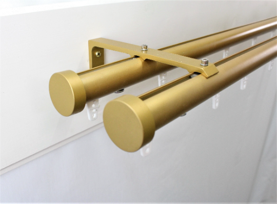 1 Inch Double Channel Track Round Drapery Rod Set - Includes Curtain Rods, Double Channel Brackets, Glides, End Caps -Free Shipping