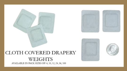 White Cloth Covered Lead Free Drapery Weights - 1"x1" - Available in 6, 10, 12, 24, 36, and 100 Units - IF&D Fabrics and Drapes