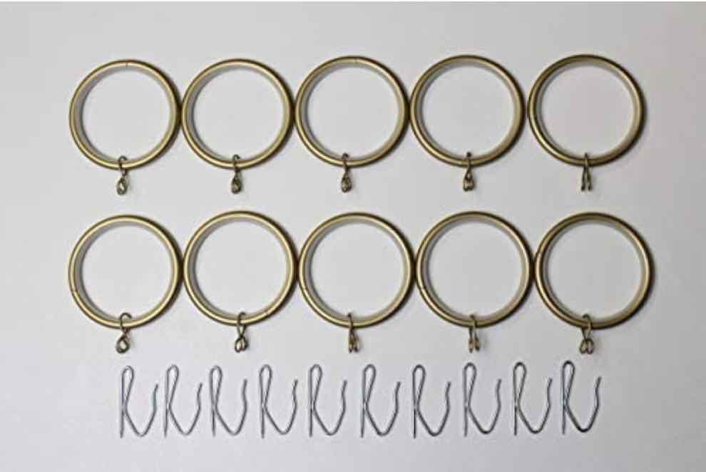For 1 Inch Diameter Rod Drapery Rings With Clip, Eyelet, and Plastic Insert  Available in Gold, Silver, Bronze and Black Finish 