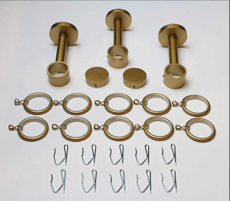 1 Inch Diameter -Long Enclosed Curtain Hardware 15 Piece Set - Use With Clear Acrylic or Iron Rod- Gold, Silver, Black, or Bronze Finish