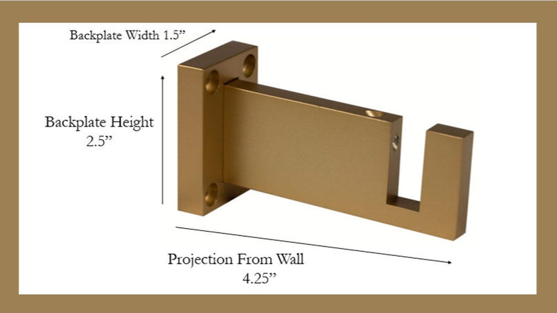 Acrylic Lucite Rectangular Curtain Rod Set- Gold - Includes Drapery Curtain Rod, Brackets, Rings, and End Caps