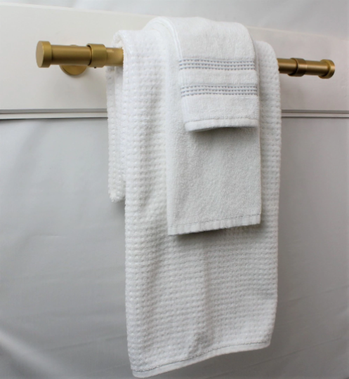 1 Inch Diameter- Iron Bath Towel Bar Set- Long Enclosed Bracket- Includes Rod, Brackets and End Caps