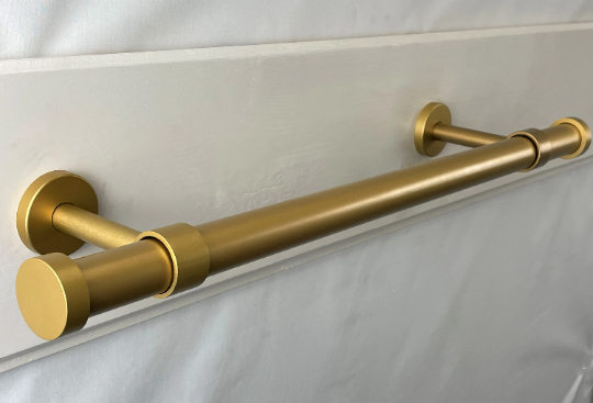 1 Inch Diameter- Iron Bath Towel Bar Set- Long Enclosed Bracket- Includes Rod, Brackets and End Caps