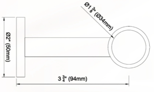 1 Inch Diameter- Iron Bath Towel Bar Set- Long Enclosed Bracket- Includes Rod, Brackets and End Caps